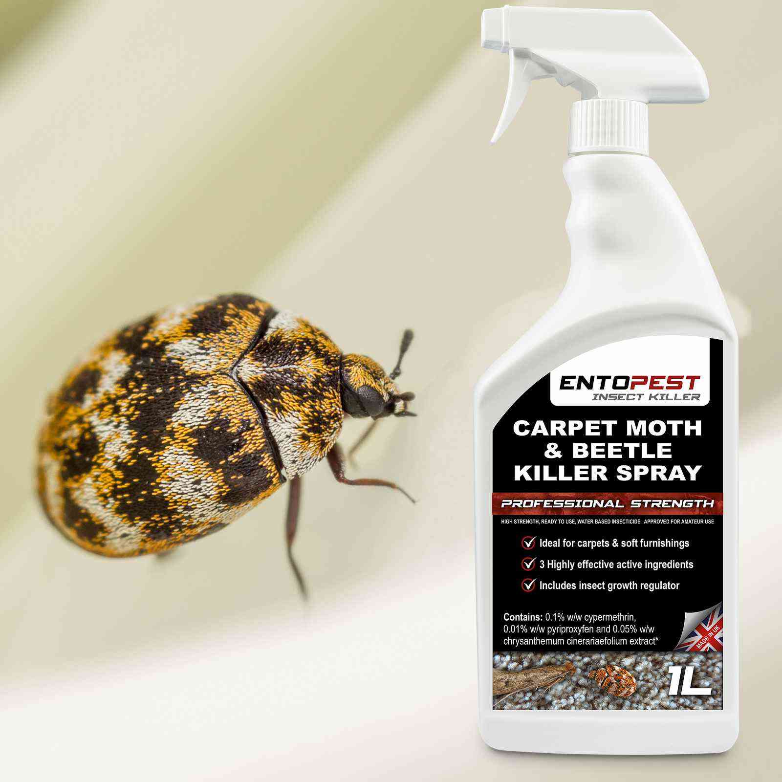 Entopest Carpet Beetle & Moth Killer Spray 1ltr – Moth Removal